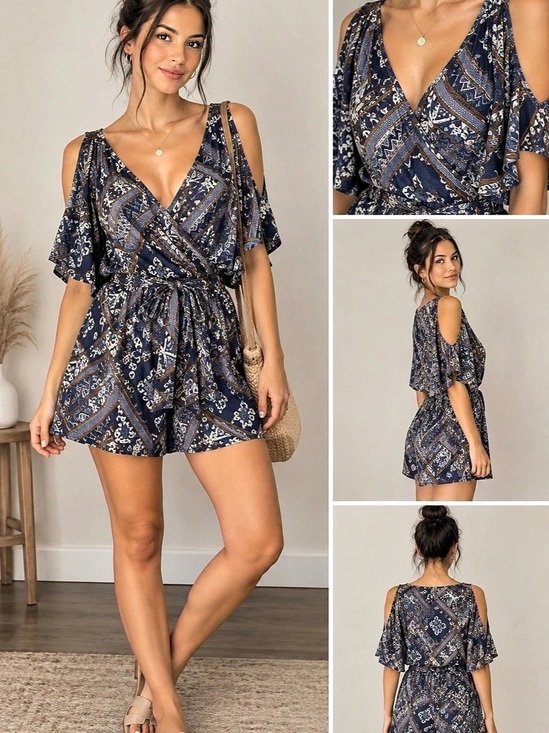 TCEC Pants - TCEC Women's BOHO Geometric Romper